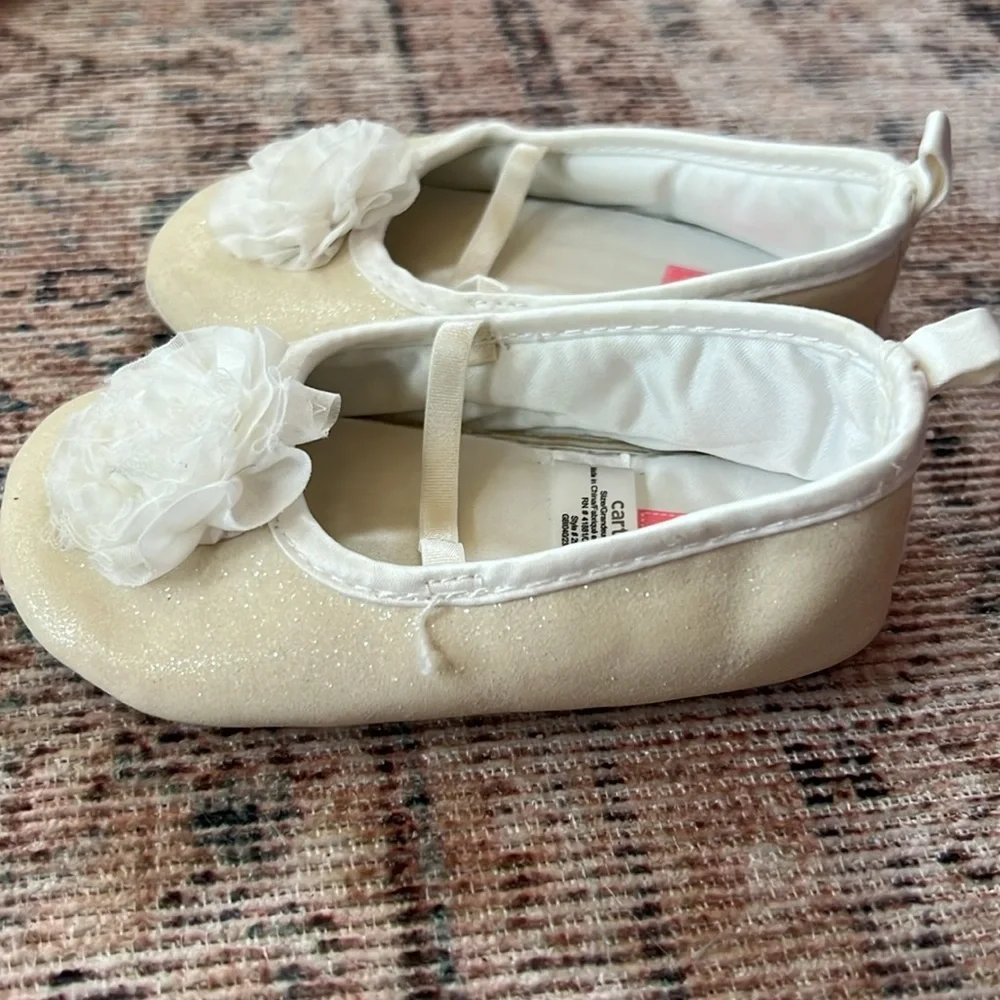 Carters baby girl sparkle rosette soft sole flats